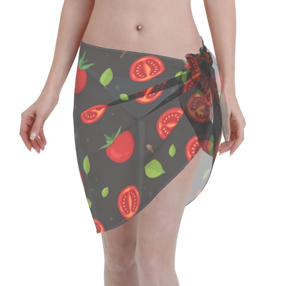 Wukai Tomatoes1 Women’s Short Sarongs Beach Wrap Bikini Bottom Short Skirt Chiffon Scarf for Swimwear