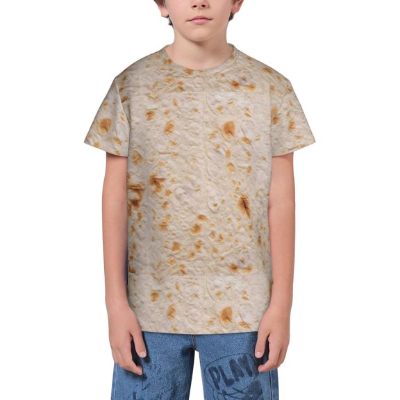 Wukai Tortilla Youth Unisex Short Sleeve T-Shirt for Boys, Girls, Teens, and Kids-Medium