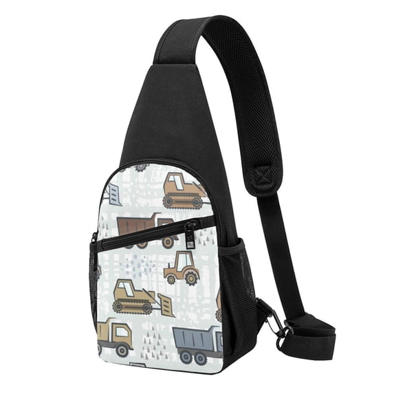 Wukai Tractor and Dumper Versatile Chest Bag with Adjustable Strap and Multiple Pockets for Daily Use, Outdoor Sports, Shopping, and Excursions