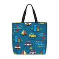 thumbnail image 1 of Wukai Transportations with Buildings Print Reusable Grocery Bag Shopping Bags with Zipper Shoulder Shopping Handle Bag Suitable for Outdoor Convenient Daily Bag, 1 of 8