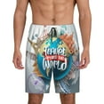 thumbnail image 1 of Wukai Travel Around The World Men’s Short Pajama Pants With Pockets Soft Sleep Pj Shorts for Men-Medium, 1 of 6