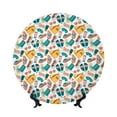 thumbnail image 1 of Wukai Travel Elements Print Decorative Plate for Display,Bone China Decorative Plate, Ceramic Dinner Plate with Stand, Vertical Ceramic Plate-10in, 1 of 6