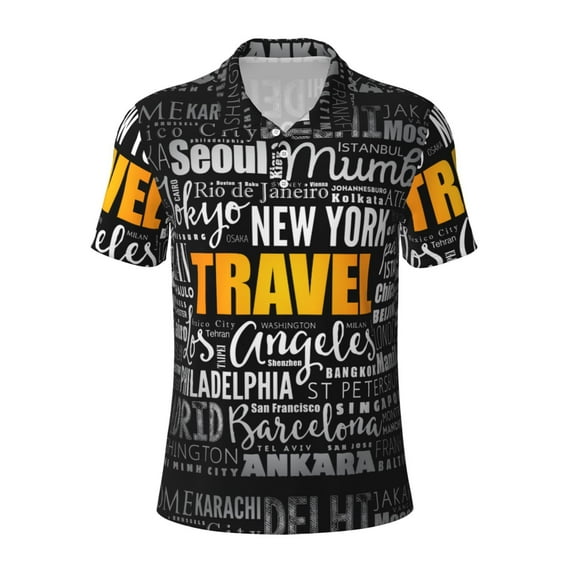 Wukai Travel Men’s Polo Shirts,Quick-Dry Athletic Shirt,Classic Fit Shirts-Large