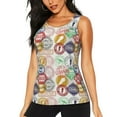 thumbnail image 1 of Wukai Travel Stamp Print &nbsp;Women's Workout Tank Top Mesh Yoga Shirts Athletic Running Tank Tops Athletic Gym Shirts - Medium, 1 of 8