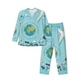 thumbnail image 1 of Wukai Travelling on Airplane Men's Long-Sleeve Pajama Set - Comfortable Sleepwear with Button-Down Shirt and Pants-XX-Large, 1 of 6