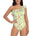 thumbnail image 1 of Wukai Tree Palms Lemon Chic One Shoulder Swimwear with Ruffle Design and Tummy Control Skirt: Fashionable, Supportive, Comfortable for Beach-Medium, 1 of 7