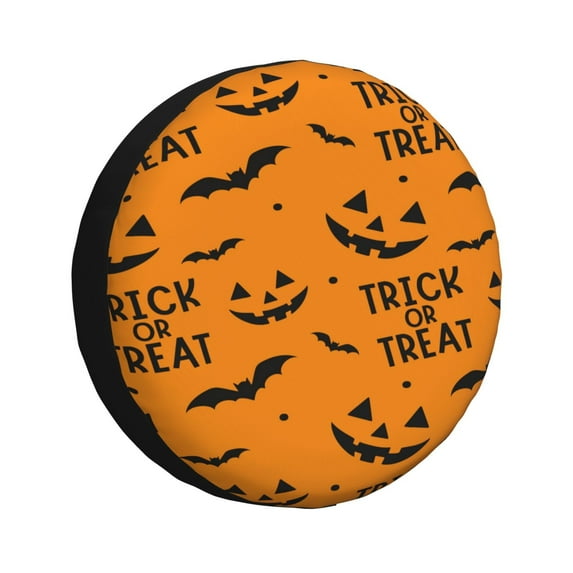 Wukai Trick Or Treat Print Spare Tire Cover for RV Trailer,Waterproof PVC Faux Leather Wheel Cover Fit for Truck,Trailer,RV,SUV,Camper and Most Vehicle-17 inch