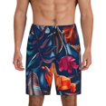 thumbnail image 1 of Wukai Tropical Flower Men’s Short Pajama Pants With Pockets Soft Sleep Pj Shorts for Men-3X-Large, 1 of 6
