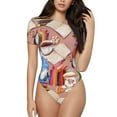 thumbnail image 1 of Naloa Gnomes Books Tea Cups Women's Short-Sleeved Onesie, One-Piece Swimsuit for Parties, dates, clubs - Large, 1 of 9