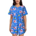thumbnail image 1 of Wukai Tropical Jellyfishes Print Women's Pajama Set - Short-Sleeve Top and Shorts with Elastic Waistband and Pockets for Loungewear, Yoga, and Casual Wear-X-Large, 1 of 6