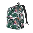 thumbnail image 1 of Wukai Tropical Leaves Durable Canvas Laptop Backpack,Adjustable Shoulder Straps,Water-Resistant,Large Capacity,Stylish Design, Fits 15-17in Laptops,Unisex for School,Office,Travel-Medium, 1 of 5