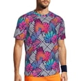 thumbnail image 1 of Wukai Tropical Leaves Print Men's Short-Sleeved Mesh T-Shirt,Quick-Dry Short Sleeve Workout T-Shirt-3X-Large, 1 of 8