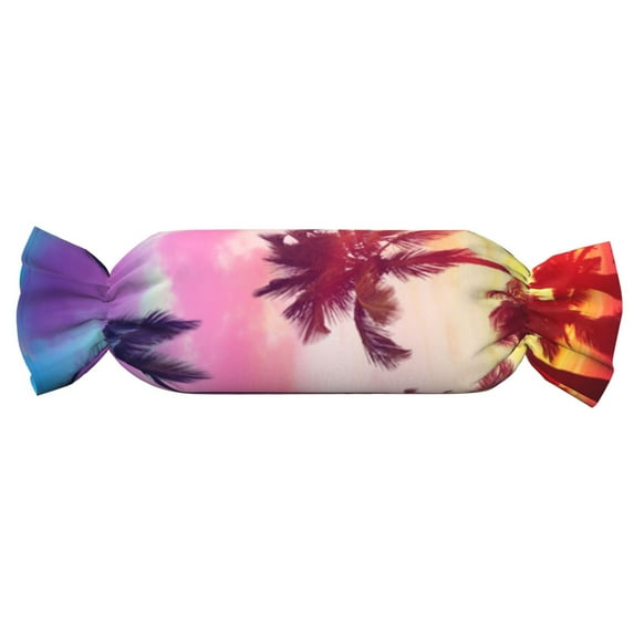 Wukai Tropical Palm Tree at Sunset Print Candy Pillow Cylindrical Pillows Sofa Pillow Neck Hand Support Pillows Including Insert Lumbar Pillows