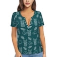 thumbnail image 1 of Wukai Tropical Pineapple Casual V-Neck Graphic Tees for Women: Lightweight and Breathable Summer Tops with Stylish Design-X-Large, 1 of 8