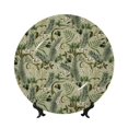 thumbnail image 1 of Wukai Tropical Plants Green Print Decorative Plate for Display,Bone China Decorative Plate, Ceramic Dinner Plate with Stand, Vertical Ceramic Plate-8in, 1 of 6