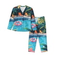 thumbnail image 1 of Wukai Tropical Poolside Relaxation Print Women's Pajama Set,PJ Set,Lounge Sets For Women Soft Long Sleeve Sleepwear Comfort and Style-Large, 1 of 7