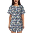 thumbnail image 1 of Wukai Tropical Sloth Women's Pajama Set,Short-Sleeve Top and Shorts with Elastic Waistband and Pockets for Loungewear, Yoga, and Casual Wear-Small, 1 of 8