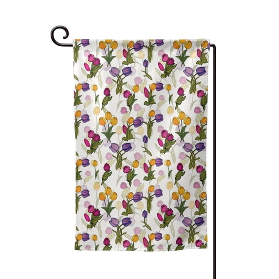 Wukai Tulips Flowers Print Garden Flag 12.5x18 Inch Double Sided Sun-resistant Rain-resistant, Wrinkle-resistant Colorfast(Only Flag)