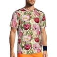 thumbnail image 1 of Wukai Tulips Flowers Print Men's Short-Sleeved Mesh T-Shirt,Quick-Dry Short Sleeve Workout T-Shirt-4X-Large, 1 of 8