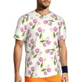 thumbnail image 1 of Wukai Tulips Flowers Print Men's Short-Sleeved Mesh T-Shirt,Quick-Dry Short Sleeve Workout T-Shirt-Large, 1 of 8