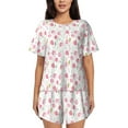 thumbnail image 1 of Wukai Tulips Flowers Women's Pajama Set,Short-Sleeve Top and Shorts with Elastic Waistband and Pockets for Loungewear, Yoga, and Casual Wear-X-Large, 1 of 8