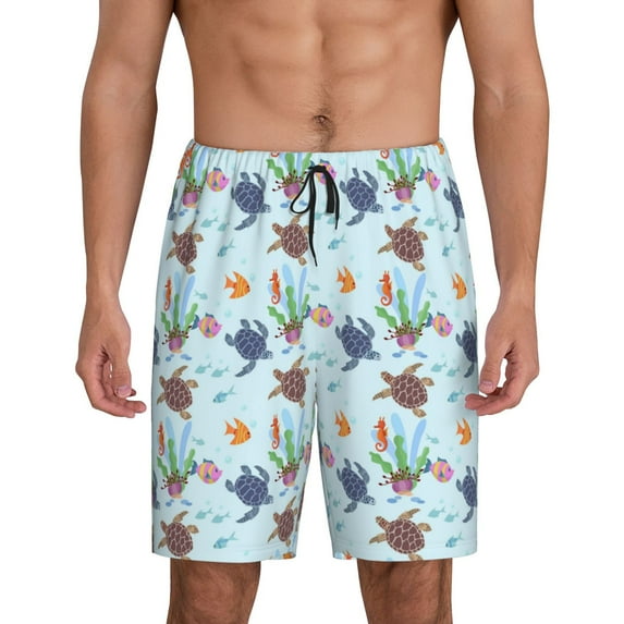 Wukai Turtle Men’s Short Pajama Pants With Pockets Soft Sleep Pj Shorts for Men-3X-Large