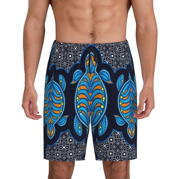 Wukai Turtle Men’s Short Pajama Pants With Pockets Soft Sleep Pj Shorts for Men-Medium
