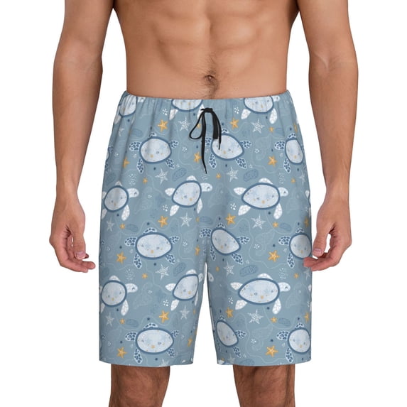Wukai Turtle Men’s Short Pajama Pants With Pockets Soft Sleep Pj Shorts for Men-XX-Large
