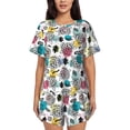 thumbnail image 1 of Wukai Turtle Women's Pajama Set,Short-Sleeve Top and Shorts with Elastic Waistband and Pockets for Loungewear, Yoga, and Casual Wear-Small, 1 of 8