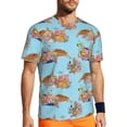 thumbnail image 1 of Wukai Turtles And Corals Print Men's Short-Sleeved Mesh T-Shirt,Quick-Dry Short Sleeve Workout T-Shirt-, 1 of 8