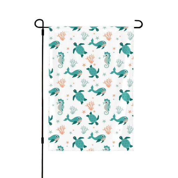 Wukai Turtles And Seahorses Garden Flags Double Sided Welcome Garden Yard House Flags Outside Outdoor House (Only Flag)