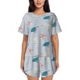 thumbnail image 1 of "Wukai Turtles And Shells Women's Pajama Set - Short-Sleeve Top and Shorts with Elastic Waistband and Pockets for Loungewear, Yoga, and Casual Wear-Large, 1 of 8