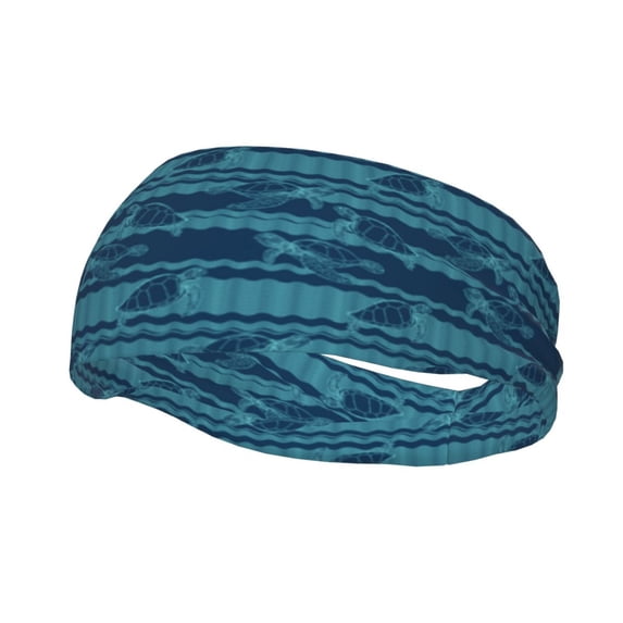Wukai Turtles and Waves Sports sweatband,Men & Women Sweatband Headband for Running, Cross Training, Racquetball, Working Out