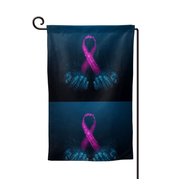 Wukai Two Human Hands are Holds Ribbon Awareness Print Garden Flag 12.5x18 Inch Double Sided Sun-resistant Rain-resistant, Wrinkle-resistant Colorfast(Only Flag)