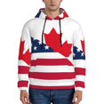 thumbnail image 1 of Wukai USA Canada Flag Print Men Hoodies Fleece Sweatshirts Long Sleeve Sweaters Pullover Fall Outfits Winter Clothes-Large, 1 of 7