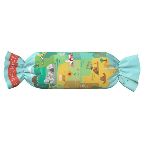 Wukai USA Tourist Map Print Candy Pillow Cylindrical Pillows Sofa Pillow Neck Hand Support Pillows Including Insert Lumbar Pillows