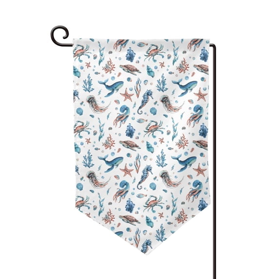 Wukai Undersea Animals Print Garden Flag 12.5x18 Inch Double Sided Sun-resistant Rain-resistant, Wrinkle-resistant Colorfast(Only Flag)