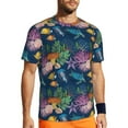 thumbnail image 1 of Wukai Undersea Animals Print Men's Short-Sleeved Mesh T-Shirt,Quick-Dry Short Sleeve Workout T-Shirt-Medium, 1 of 8