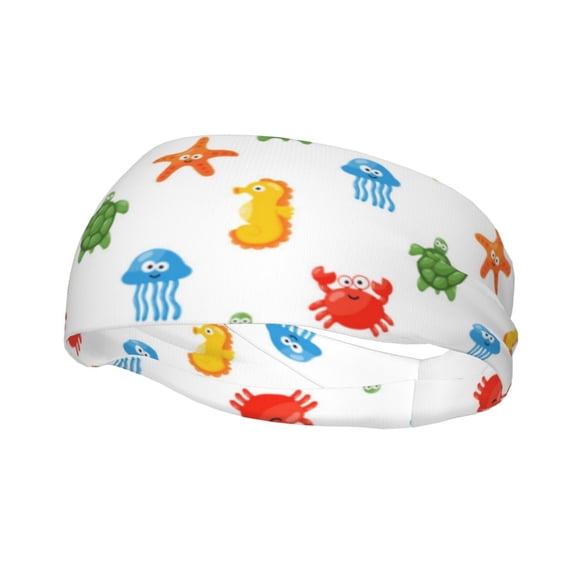 Wukai Undersea Animals Sports sweatband,Men & Women Sweatband Headband for Running, Cross Training, Racquetball, Working Out