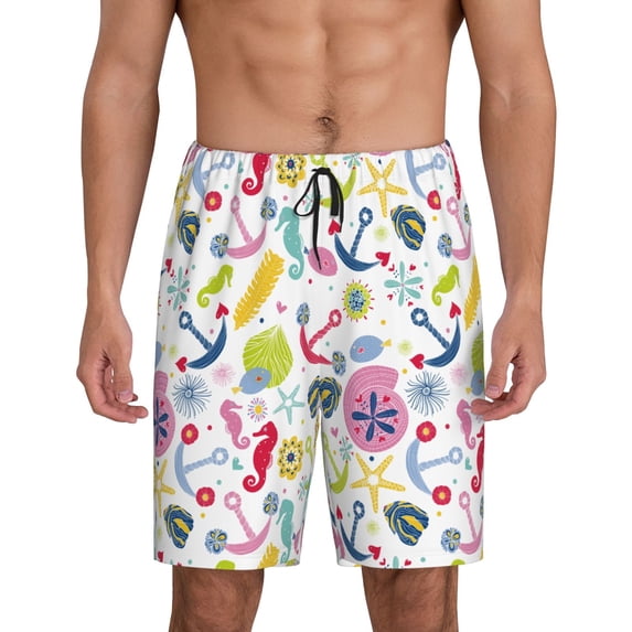 Wukai Undersea Seahorse Men’s Short Pajama Pants With Pockets Soft Sleep Pj Shorts for Men-4X-Large