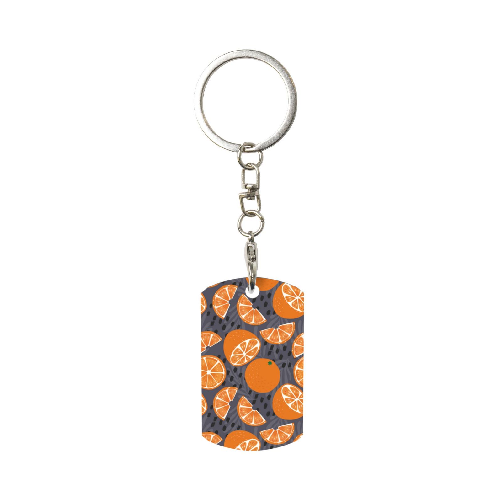 Wukai Various Oranges Print Rectangular Metal Keychain: Sleek and ...