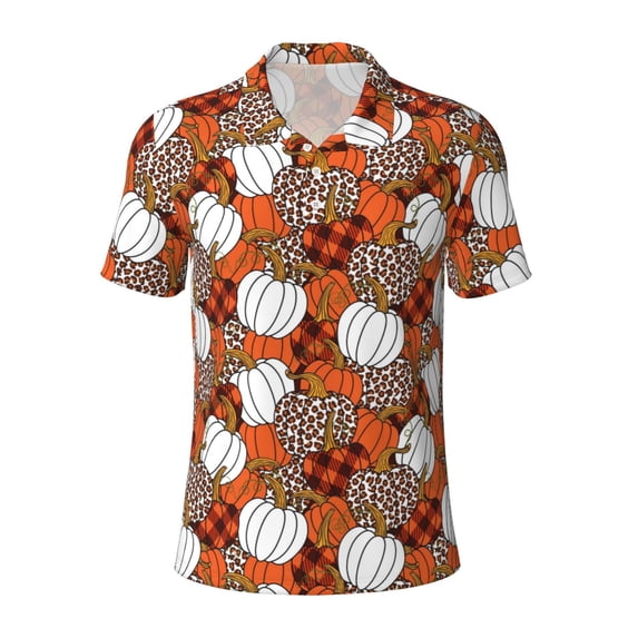Wukai Various Pumpkins Men’s Polo Shirts,Quick-Dry Athletic Shirt,Classic Fit Shirts-4X-Large