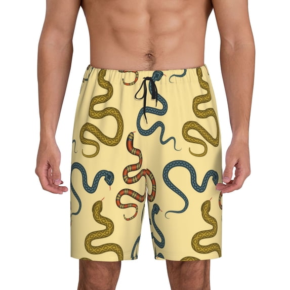 Wukai Various Snake Men’s Short Pajama Pants With Pockets Soft Sleep Pj Shorts for Men-Medium