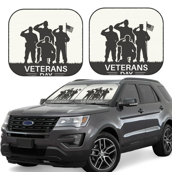 Wukai Veterans Day Print Windshield Sun Shade, Car Front Window Shades Sunshade Cover Sun Visor Shield Block Automotive Interior Protector Blocks UV Rays-Medium
