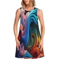 thumbnail image 1 of Wukai Vibrant Fluid Motion Art Print Women's Sleeveless Dress, Loose Fit Casual Dress for Women, Comfortable Sleeveless Summer Dress, 1 of 7