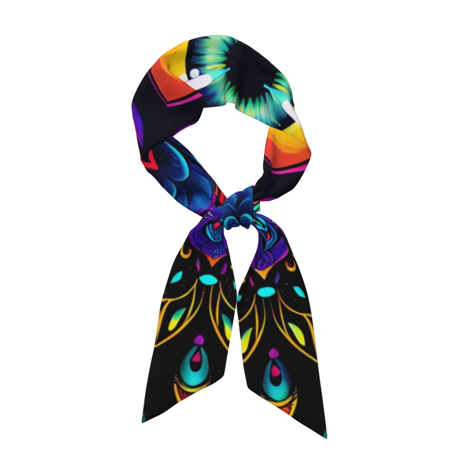 Wukai Vibrant Psychedelic Eye Print Hair Scarf for Women Fashion Silky ...