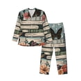 thumbnail image 1 of Wukai Vintage Art Butterfly Flower Men's Long-Sleeve Pajama Set - Comfortable Sleepwear with Button-Down Shirt and Pants-X-Large, 1 of 6