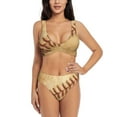 thumbnail image 1 of Wukai Vintage Baseball Women's Bikini Set Two Piece,wimsuit High Waisted V Neck Twist Front Adjustable Spaghetti Straps Bathing Suit-Small, 1 of 7