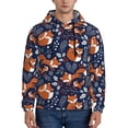 thumbnail image 1 of Wukai Vintage Blue Fox Family Print Men Hoodies Fleece Sweatshirts Long Sleeve Sweaters Pullover Fall Outfits Winter Clothes-Large, 1 of 7