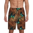 thumbnail image 1 of Wukai Vintage Butterfly Green Men’s Short Pajama Pants With Pockets Soft Sleep Pj Shorts for Men-XX-Large, 1 of 6